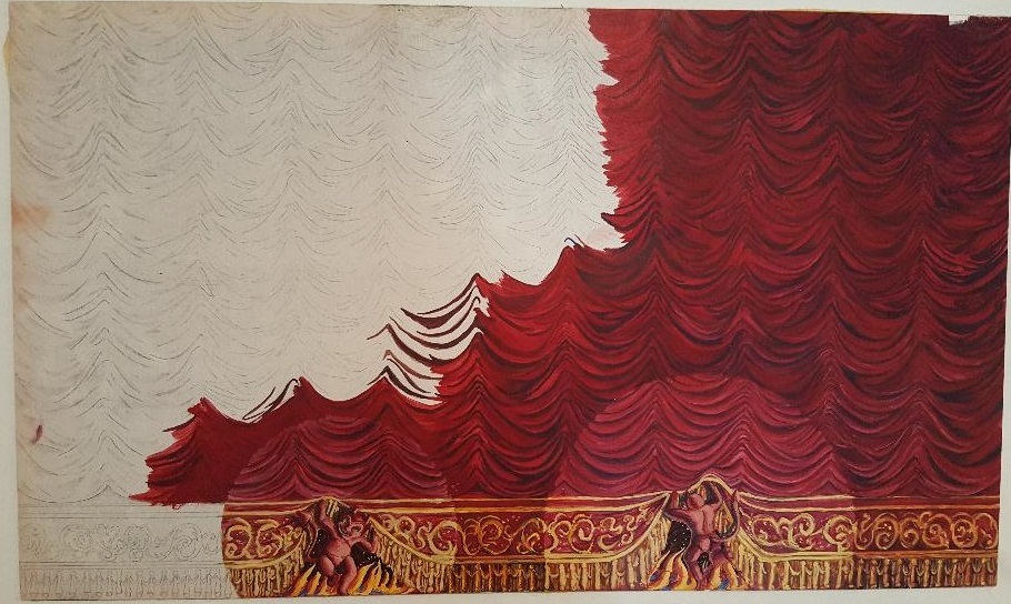 Unfinished Red Curtain with Demons