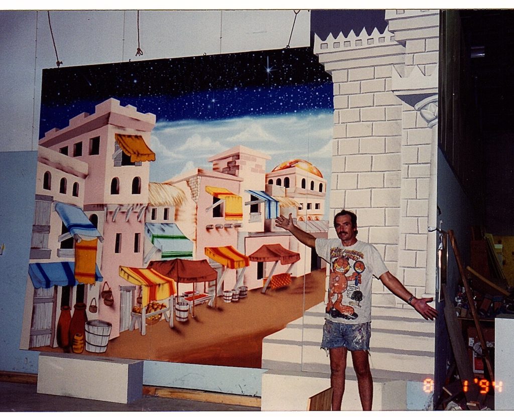 Painted Jerusalem Street with Artist